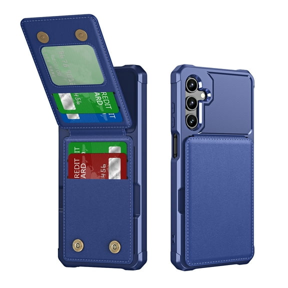 for Samsung Galaxy S22 Wallet Case, Built-in 4 Card Holders Kickstand Purse Cover, Military Grade Enhanced Corners Drop Protection, Rugged Protective Phone Case for Galaxy S22, Darkblue