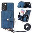 thumbnail image 1 of for Samsung Galaxy S22 Wallet Case, Crossbody Phone Purse with Card Holder for Women, Zipper PU Leather Carrying Cover Gift with Shoulder Strap Kickstand Anti-drop for S22 - Blue, 1 of 10