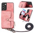 thumbnail image 1 of for Samsung Galaxy S22 Wallet Case, Crossbody Phone Purse with Card Holder for Women, Zipper PU Leather Carrying Cover Gift with Shoulder Strap Kickstand Anti-drop for S22 - Pink, 1 of 10