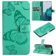 thumbnail image 1 of for Samsung Galaxy S22 Wallet Case, Kickstand Case with Credit Card Holder, Embossed Butterfly Pattern with Strap Premium PU Leather Magnetic Closure Shockproof Protective Flip Cover, Green, 1 of 11