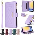 thumbnail image 1 of for Samsung Galaxy S22 Wallet Case with RFID Blocking Card Holder, Kickstand Feature PU Leather Case with Adjustable Crossbody & Short Lanyard Magnetic Clasp Zipper Pocket Flip Cover,Purple, 1 of 9