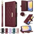 thumbnail image 1 of for Samsung Galaxy S22 Wallet Case with RFID Blocking Card Holder, Kickstand Feature PU Leather Case with Adjustable Crossbody & Short Lanyard Magnetic Clasp Zipper Pocket Flip Cover,Winered, 1 of 9