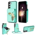 thumbnail image 1 of for Samsung Galaxy S22 Wallet Case, Samsung S22 Zipper Purse Crossbody Wallet Phone Case with Lanyard, Metal Buckle Closure PU Leather Card Holder Kickstand Flip Folio Protective Cover, Mint, 1 of 7