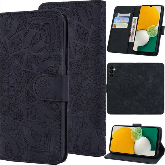 for Samsung Galaxy S22Ultra Leather Case Wallet, Matte Frosted Suede Pattern Floral Folio Flip Cover Kickstand, Card Holder Cash Slot, Magnetic Flower Buckle, Camera Protection