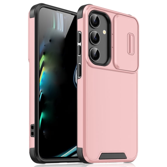 for Samsung Galaxy S23 2-in-1 Phone Case, with Sliding Camera Lens Cover Military Grade Non-Slip Anti-fall Shockproof Heavy Duty Non-slip Protective Phone Case Cover,Pink