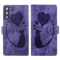 thumbnail image 1 of For Samsung Galaxy S23+ 5G 6.6" Cat Patterned Embossed Strong Magnetic Attachment/Closure, Card Slots/Pocket, PU Leather Flip Wallet Case ﻿,Purple,For Galaxy S23+ 5G, 1 of 8
