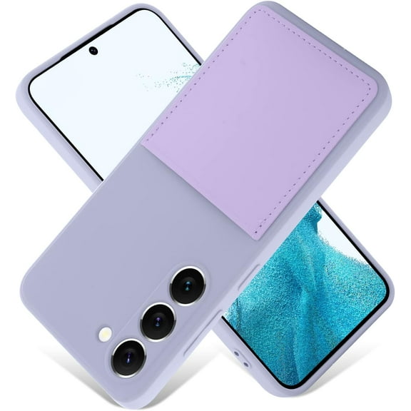 Samsung Galaxy S23 5G Case Card Holder Silicone Slot Wallet Soft Cover Shockproof Anti Scratch Microfiber Lining Full Body Protection Shell -Light Purple