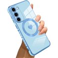 thumbnail image 1 of for Samsung Galaxy S23 5G Case [Support Magsafe] Love Heart Pattern Magnetic Plating Electroplate Luxury Elegant Case Camera Protector Soft TPU Shockproof Protective Corner Back Cover -Blue, 1 of 11