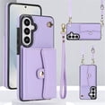 thumbnail image 1 of For Samsung Galaxy S23 5G RFID Blocking Protective Purse Wallet Case Magnetic Organ Style Flip Cover Multi-Card Slots Pocket With Detachable Shoulder Strap And Wrist Strap,Purple,For Galaxy S23 (5G), 1 of 10