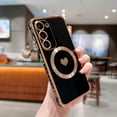 thumbnail image 1 of for Samsung Galaxy S23 (6.1 inch) Cute Love Heart Pattern Case for Women Girls,Compatible with Magsafe Charging,Luxury Plating Edge Soft Silicone Shockproof Slim Phone Case,Black, 1 of 2