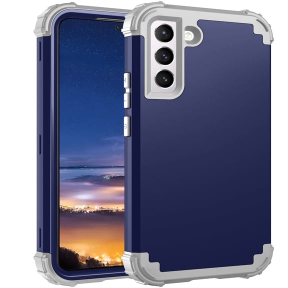 for Samsung Galaxy S23 Case, 3 in 1 Heavy Duty Rugged Hybrid Anti Slip Shockproof Hard PC Cover Soft Silicone Bumper Non-Slip Protective Phone Case Cover for Samsung Galaxy S23, Darkblue