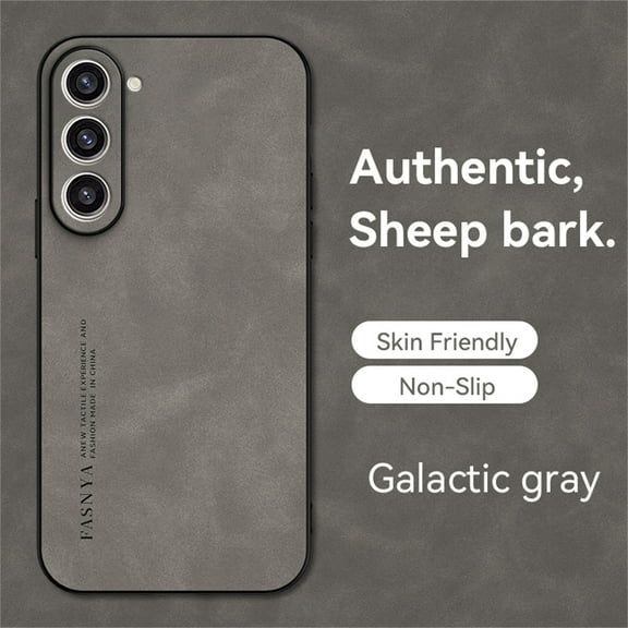 for Samsung Galaxy S23 Case, Classic Soft TPU and PU Leather Slim Cover Case, Anti-Vibration Anti-Slip Ultralight Luxury Phone Case Cover for Samsung Galaxy S23 for Men & Women, Gray