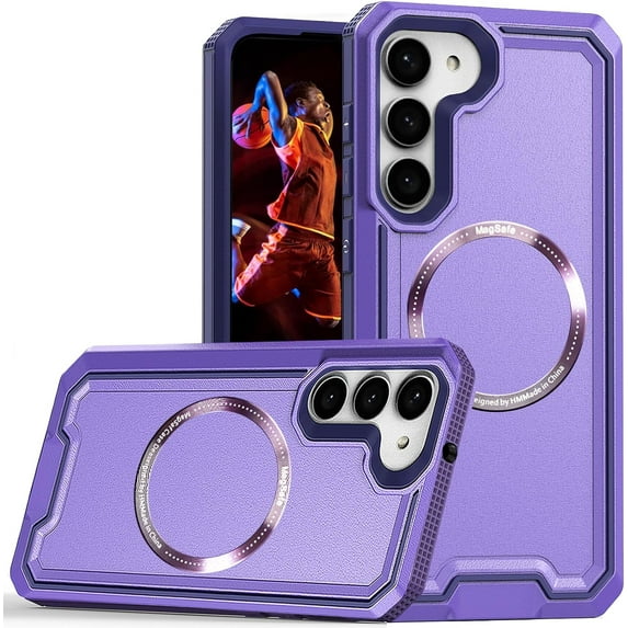 for Samsung Galaxy S23 Case Compatible with MagSafe, Dual Layer Protection Rubber Cover Phone Case with Wireless Charging for Samsung Galaxy S23 YJ Purple