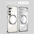 thumbnail image 1 of for Samsung Galaxy S23 Case [Compatible with Magsafe] Clear Magnetic Phone Case Transparent Thin Shockproof Soft TPU Electroplated Bumper Anti-Slip Protective Phone Cover,Silver, 1 of 8