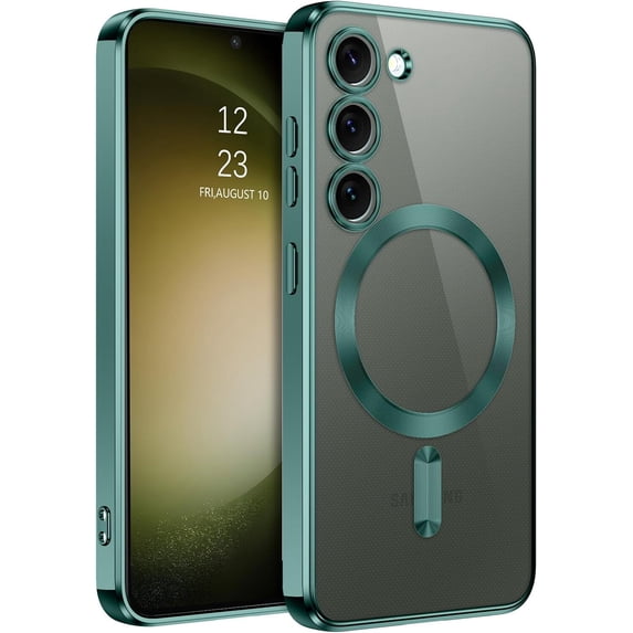 Samsung Galaxy S23 Case Diamond Platinum MagSafe Collection Hybrid Bumper Protective Phone Case, Soft, Sleek Protection, Slim Design, Matte Finish - Green