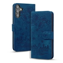 for Samsung Galaxy S23 Case, Flower Embossed PU Leather Shockproof Magnetic Flip Cover Card Holders Wallet Purse Phone Case for Samsung Galaxy S23 6.1 inch,Blue