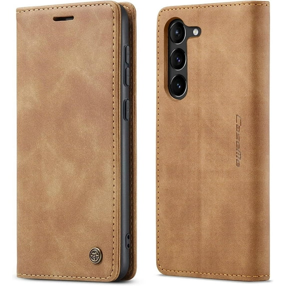 Samsung Galaxy S23 Case, Galaxy S23 Leather Case, Vintage Wallet Case Book Folding Flip Case with Kickstand Card Holders Slots Protective Cover for Galaxy S23 Brown