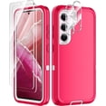 thumbnail image 1 of Samsung Galaxy S23 Case,Galaxy S23 case 6.1" with 2 Pack Tempered Glass Screen Protector+2 Pack Camera Lens Protector Heavy Duty Shockproof 3-Layer Full Body Protection Case,Pink/White, 1 of 14