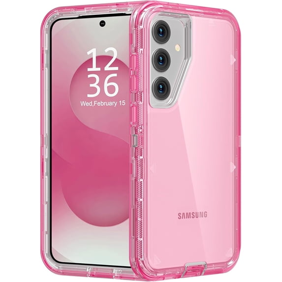 For Samsung Galaxy S23 Case, Heavy Duty Shockproof Protection Phone Cases, Anti-Drop, Dual Layer Transparent Protective Cover Compatible with Samsung Galaxy S23 6.1 inch, Crystal Pink