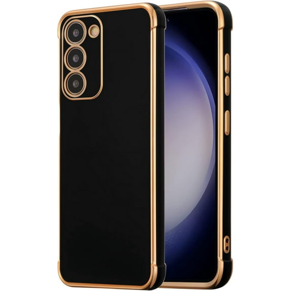 for Samsung Galaxy S23 Case Luxury Plating Case Cover Slim Lightweight Glossy Bling Phone Case Soft TPU Shockproof Bumper Case Electroplated Case,Black