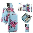 thumbnail image 1 of For Samsung Galaxy S23 Case with RFID Blocking Card Slots + Wrist Strap,[Compatible with MagSafe] PU Leather Zipper Pocket Magnetic [Detachable Wallet] Flip Kickstand with Ring Hook,Skyblue, 1 of 13