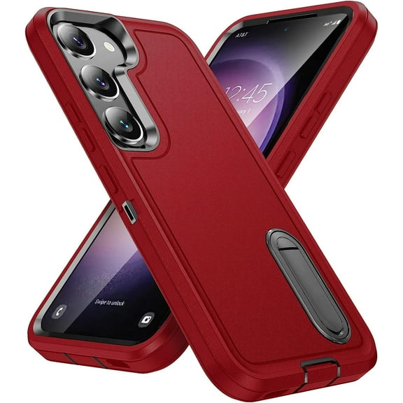for Samsung Galaxy S23 Case, Samsung S23 Phone Case with Built in Kickstand, Shockproof/Dustproof/Drop Proof Military Grade Protective Cover for Galaxy S23 5G (Red/Black)