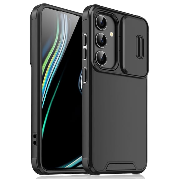 For Samsung Galaxy S23 Case with Sliding Camera Lens Protector, Hard PC Back Cover Shockproof Drop Protection Anti-Scratch Phone Case for Samsung Galaxy S23, Black