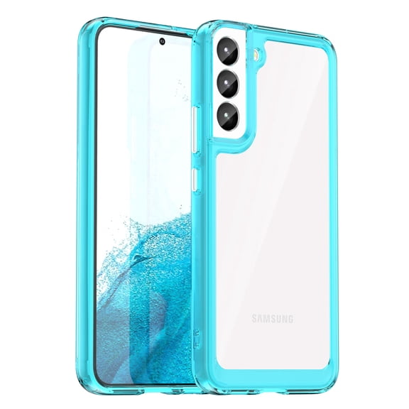 for Samsung Galaxy S23 Case Slim Transparent [Never-Yellowing], Camera Protection Rugged Clear PC & TPU Bumpers Flexible Press Button Shockproof Protective Shell, Skyblue