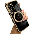 thumbnail image 1 of for Samsung Galaxy S23 Case [Support Magsafe] Love Heart Pattern Magnetic Plating Luxury Elegant Case Camera Protector Soft TPU Shockproof Corner Back Cover -Black, 1 of 11