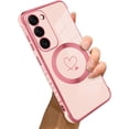 thumbnail image 1 of for Samsung Galaxy S23 Case [Support Magsafe] Love Heart Pattern Magnetic Plating Luxury Elegant Case Camera Protector Soft TPU Shockproof Corner Back Cover -Pink, 1 of 6