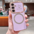 thumbnail image 1 of for Samsung Galaxy S23 Case for Women Girls [Compatible with Mag Safe] Cute, Magnetic Love Heart Pattern with Camera Lens Protection Plating Shockproof Wireless Charging Phone Case,Purple, 1 of 6