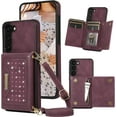 thumbnail image 1 of for Samsung Galaxy S23 Crossbody Wallet Case for Women, Bling Glitter PU Leather Phone Case with RFID Blocking Card Holder Cover for Samsung Galaxy S23 SZ Red, 1 of 18