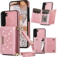 thumbnail image 1 of for Samsung Galaxy S23 Crossbody Wallet Case for Women, Bling Glitter PU Leather Phone Case with RFID Blocking Card Holder Cover for Samsung Galaxy S23 SZ Rose Gold, 1 of 18