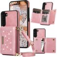 thumbnail image 1 of for Samsung Galaxy S23 Crossbody Wallet Case for Women, Bling Glitter PU Leather Phone Case with RFID Blocking Card Holder Cover for Samsung Galaxy S23 SZ Rose Gold, 1 of 18