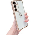 thumbnail image 1 of for Samsung Galaxy S23 FE 5G Case Cute Rose Flower Phone Case for Women Girls Luxury Plating Full Camera Lens Cover Protect Shockproof Galaxy S23 FE Case 6.4" Soft Silicone Bumper (White), 1 of 12