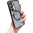 thumbnail image 1 of for Samsung Galaxy S23 FE 5G Case Magnetic Compatible with MagSafe Cute Leopard Bling Glitter Women Phone Case Luxury Plating Clear Camera Cover Shockproof Soft Bumper for S23 FE 6.4" (Black), 1 of 9