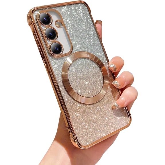 Samsung Galaxy S23 FE 5G Case, Magnetic Glitter Shockproof Silicone