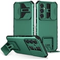 thumbnail image 1 of for Samsung Galaxy S23 FE 5G Case with Slide Camera Cover, Armour Rugged Silicone TPU Bumper Tough PC Cover S23 FE with Kickstand, Military Shockproof Protective Phone Case for Samsung S23 FE Green, 1 of 14