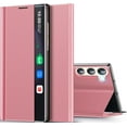 thumbnail image 1 of for Samsung Galaxy S23 FE 5G Case View Clear Smart Window Leather for Samsung S23 FE Case Slim Mirror Hard PC Kickstand Luxury Flip Shockproof Galaxy S23 FE 5G Cover Protective (Pink), 1 of 14