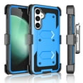 thumbnail image 1 of For Samsung Galaxy S23 FE 5G Phone Case, with [Built-in Screen Protector] Swivel Holster Belt Clip, Ebizware Heavy Duty Defender Kickstand Cover for Galaxy FE 5G - Black/Blue, 1 of 9
