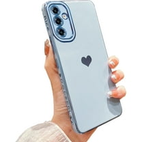 Samsung Galaxy S23 FE 5g 6.4" Phone Case with Luxury Electroplate Cute Side Love Heart Cover Full Camera Protection Soft Silicone Anti-Fingerprint Shockproof Cover Bumper (Blue)