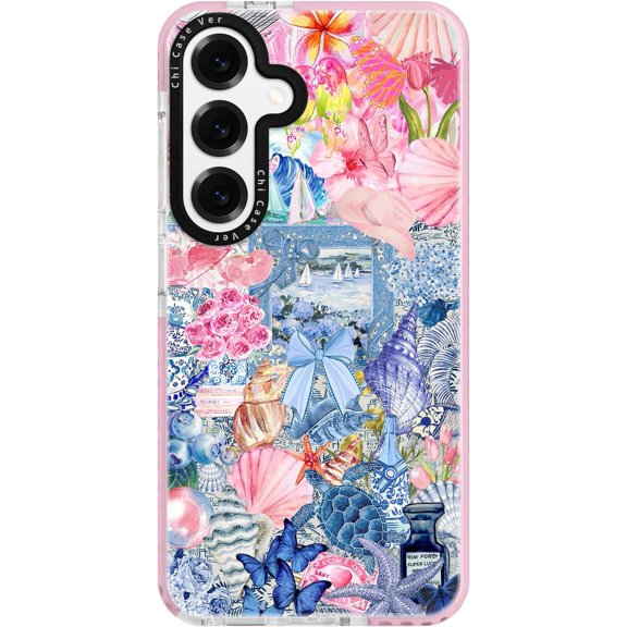 for Samsung Galaxy S23 FE Case, Coastal Vintage Collage Pattern, Military-Grade Drop Protection, Vintage Coastal Soft Slim TPU Protective Cover with Camera Protection for Women Girls