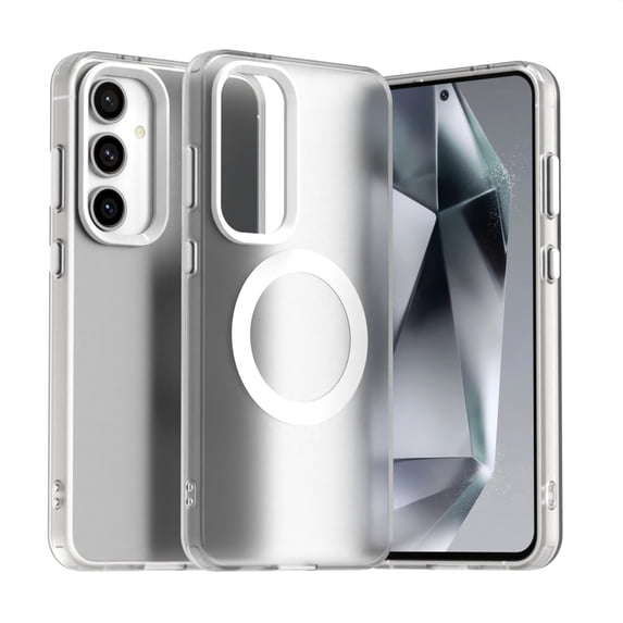 for Samsung Galaxy S23 FE Case Compatible with Magsafe, Samsung Galaxy S23 FE Phone Case, Translucent Matte Back Slim Magnetic Case Military-Grade Protection Shockproof for S23 FE - White