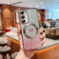 thumbnail image 1 of for Samsung Galaxy S23 FE Case Glitter, Clear Magnetic with Luxury Love Heart Pattern [Compatible with MagSafe] Bling Sparkle Plating Soft TPU Shockproof Gradient Cover Women Girls,Pink, 1 of 11