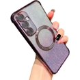 thumbnail image 1 of for Samsung Galaxy S23 FE Case Glitter Magnetic Compatible with MagSafe Full Camera Lens Protection Luxury Plating Cute Bling Clear Shockproof Slim Phone Case for Women Girls (Purple), 1 of 15