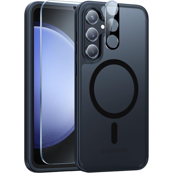 for Samsung Galaxy S23-FE Case: Military Grade Shockproof Translucent Matte Cell Phone Case Rugged Full Body Drop Protection Cell Phone Cover-6.4inches (Magnetic)