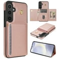 thumbnail image 1 of for Samsung Galaxy S23 FE Case, PU Leather Crossbody Wallet Case with Card Holder, Kickstand, Magnetic Clasp Folio Zipper Purse, Adjustable Removable Strap, Protective Back Cover, Rosegold, 1 of 10