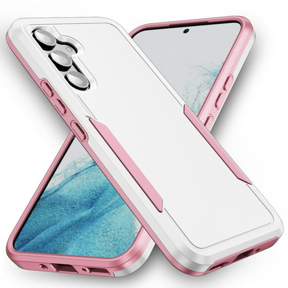 for Samsung Galaxy S23 FE Case, Phone Case Heavy Duty 2 in 1 Full Body Rugged Shockproof Hybrid Hard PC Soft TPU Bumper Drop Protective Girls Women Boy Men Covers for Galaxy S23 FE, White+Pink
