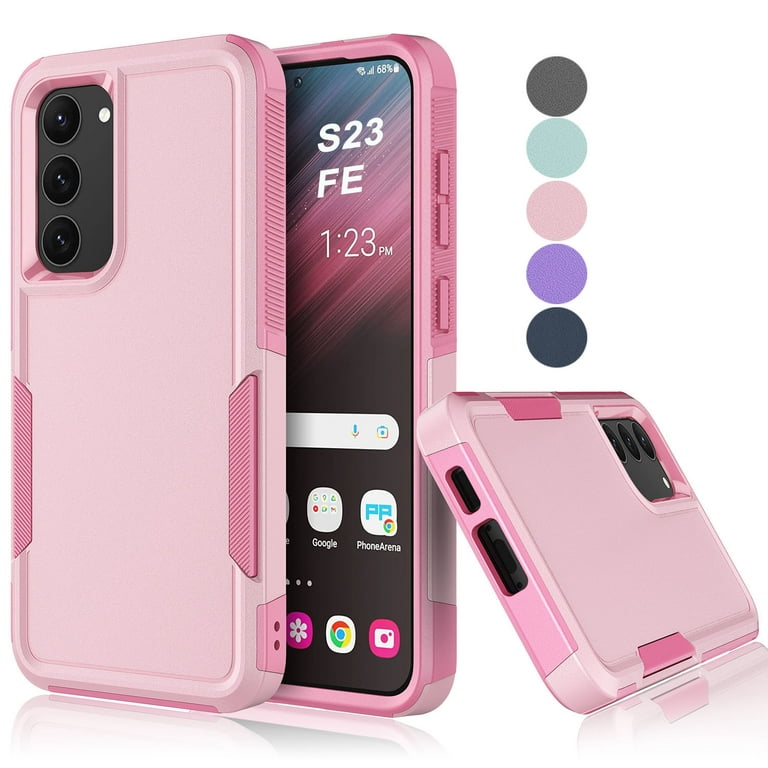 Samsung Galaxy S23 FE Case ,Sturdy Phone Case for Galaxy S23 FE 2023 6.4  inch ,Tekcoo Shockproof Protection Heavy Duty Armor Hard Plastic & Rubber  Rugged Bumper 2-in-1 Case Cover -Pink 