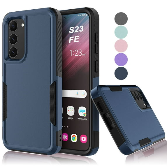 Samsung Galaxy S23 FE Case ,Sturdy Phone Case for Galaxy S23 FE 2023 6.4 inch ,Tekcoo Shockproof Protection Heavy Duty Armor Hard Plastic & Rubber Rugged Bumper 2-in-1 Case Cover -Dark Blue